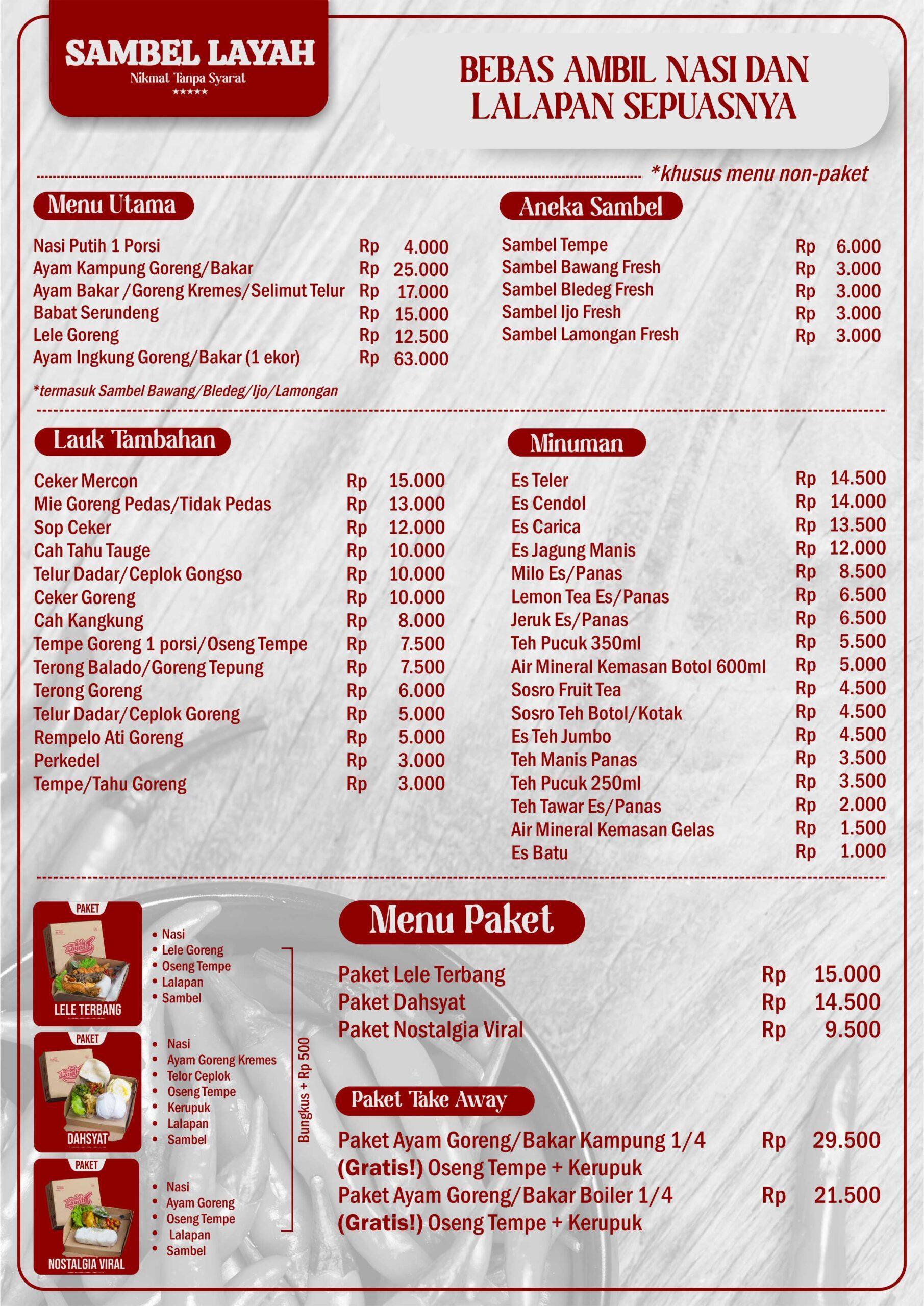 daftar menu new sambel layah pekalongan